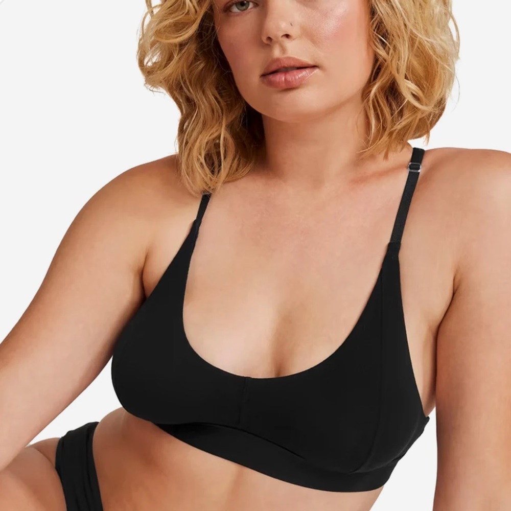 3 Pack Allbirds Merino Wool Blend Triangle Bralette Bra Natural Black Small NIP - Picture 3 of 6